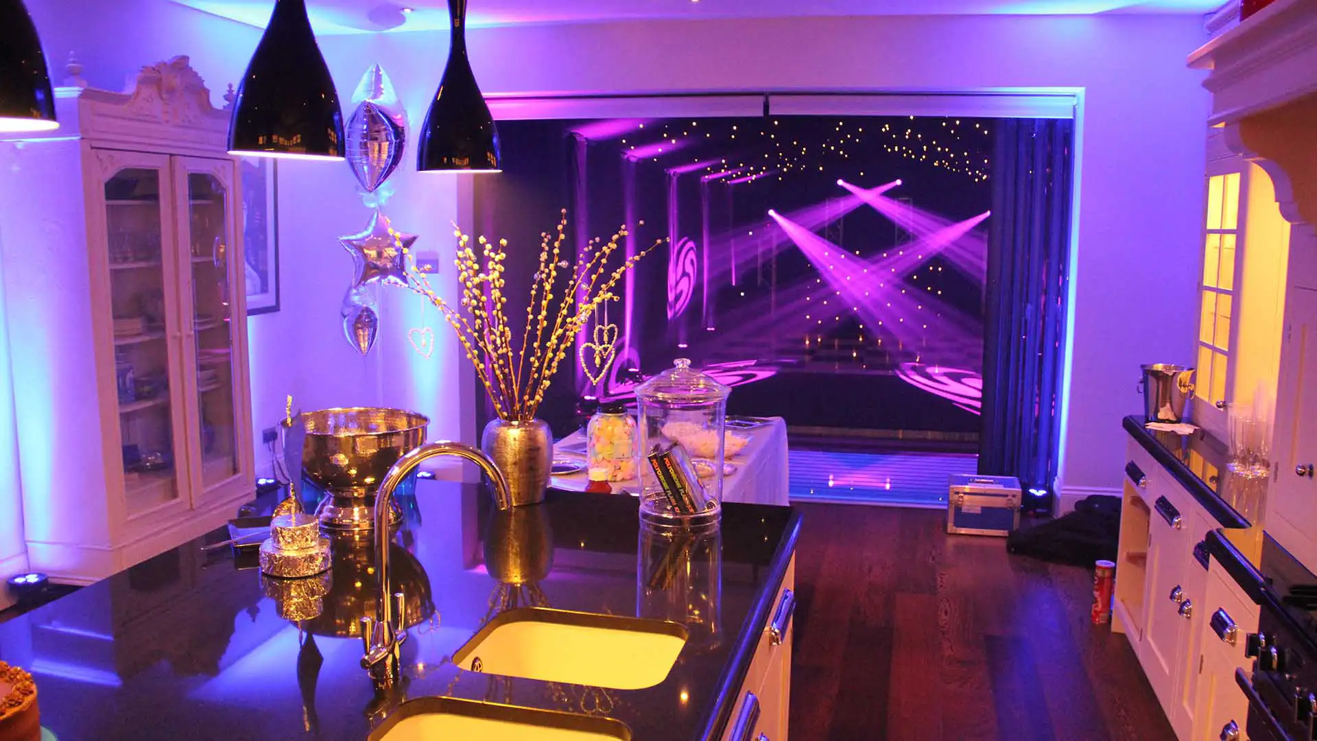 House party decorations with lights