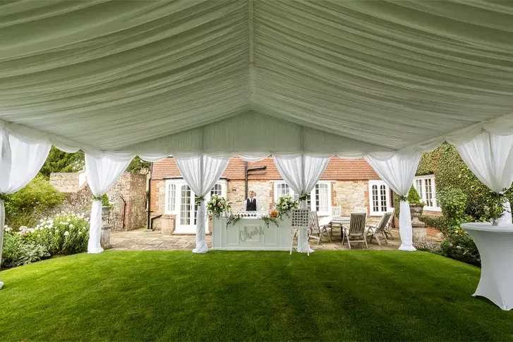 Clearspan marquee with ivory linings